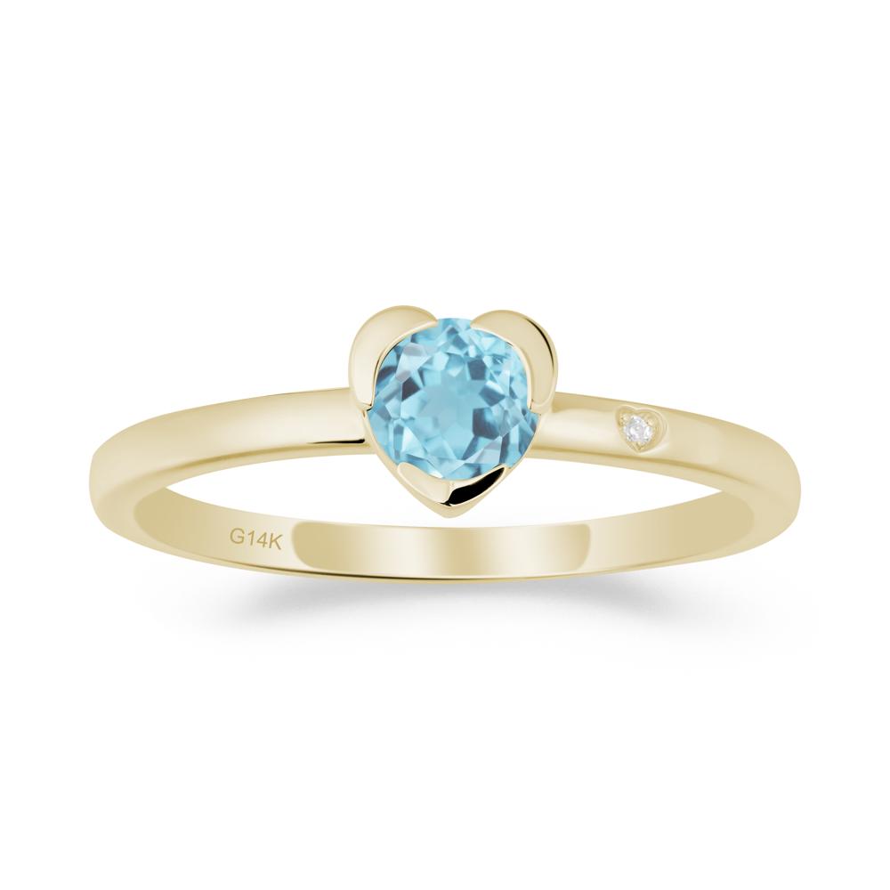 Heart Setting Swiss Blue Topaz Ring - LUO Jewelry #metal_14k yellow gold