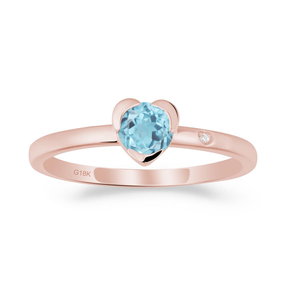 Heart Setting Swiss Blue Topaz Ring - LUO Jewelry #metal_18k rose gold
