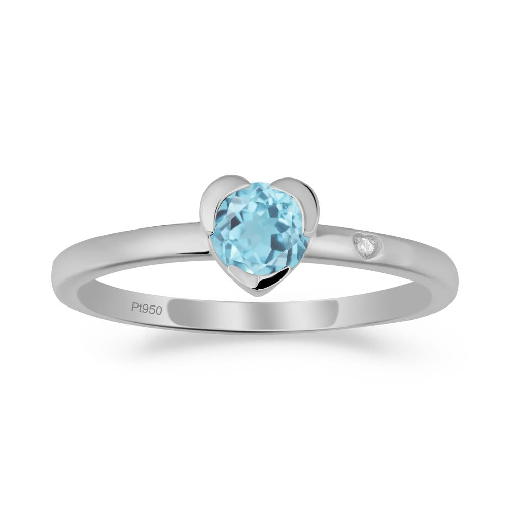 Heart Setting Swiss Blue Topaz Ring - LUO Jewelry #metal_platinum