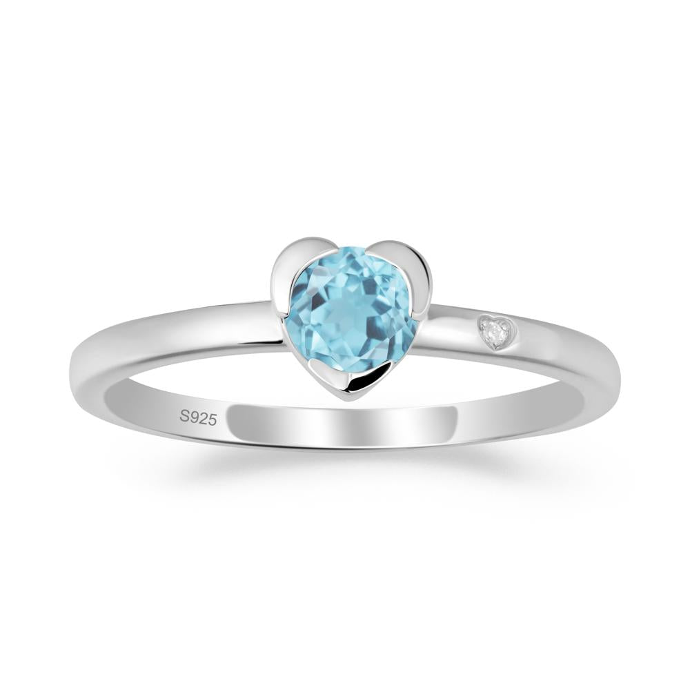 Heart Setting Swiss Blue Topaz Ring - LUO Jewelry #metal_sterling silver