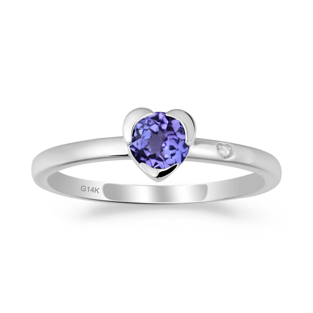 Heart Setting Tanzanite Ring - LUO Jewelry #metal_14k white gold