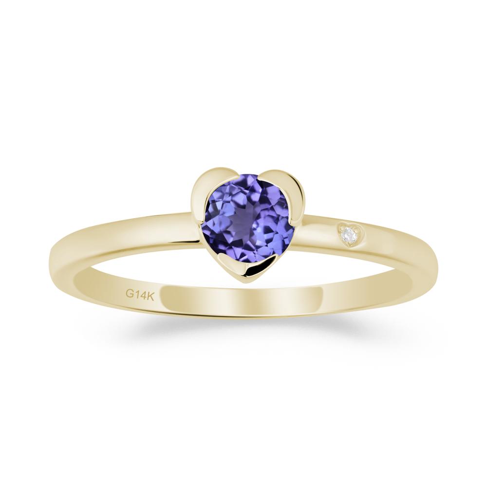Heart Setting Tanzanite Ring - LUO Jewelry #metal_14k yellow gold