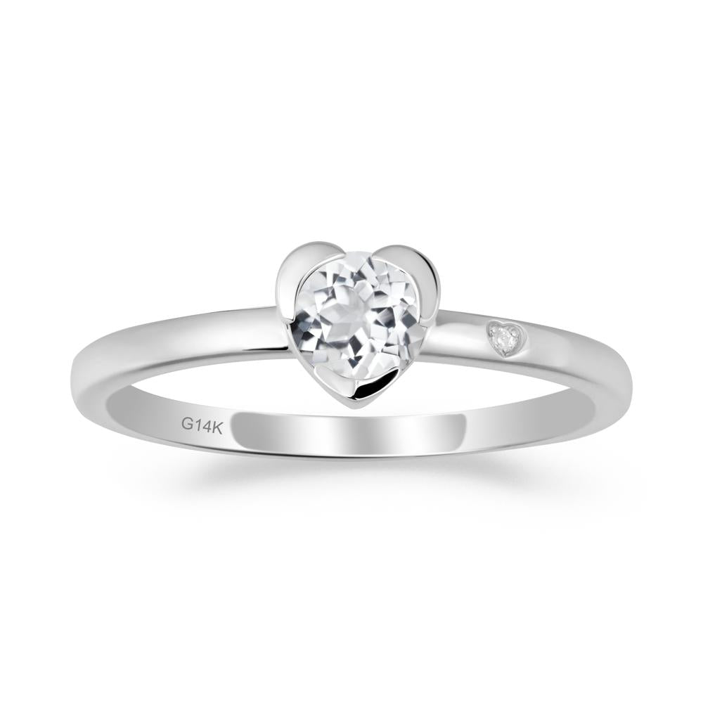 Heart Shaped Bezel Setting White Topaz Ring - LUO Jewelry #metal_14k white gold
