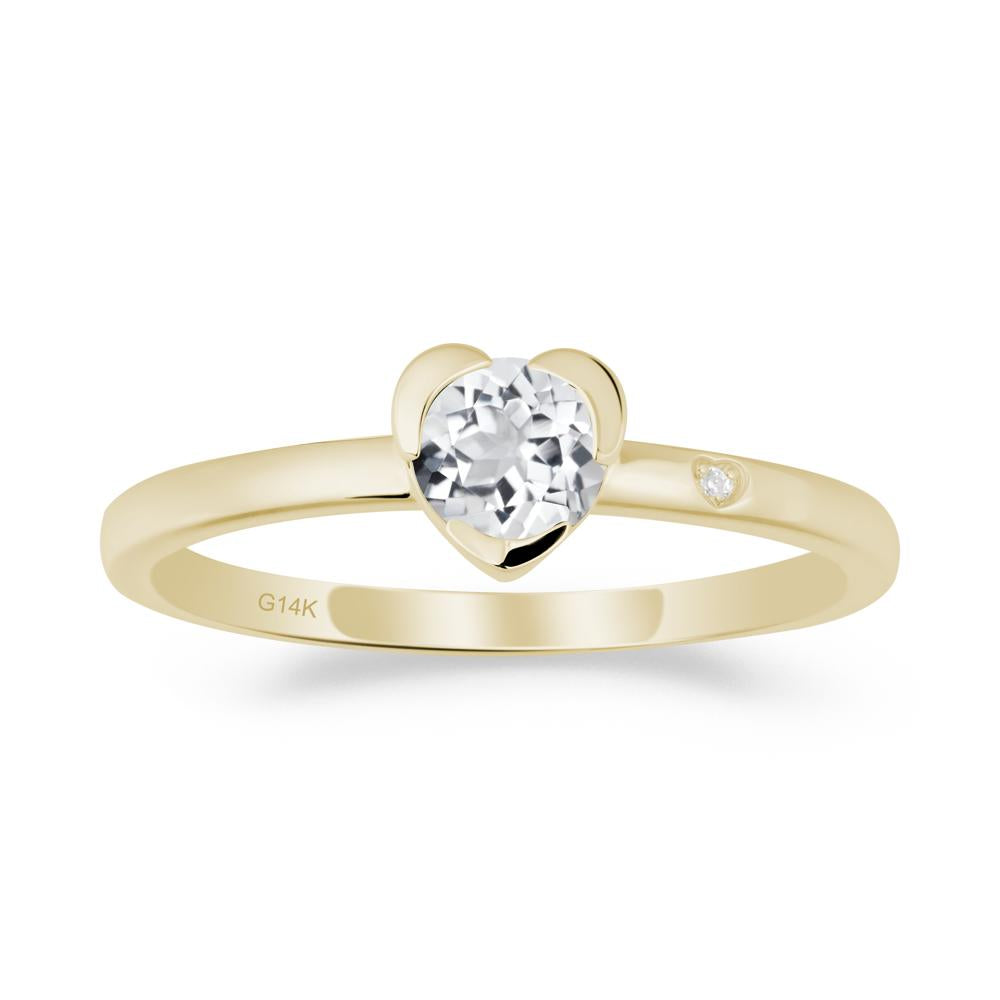 Heart Shaped Bezel Setting White Topaz Ring - LUO Jewelry #metal_14k yellow gold