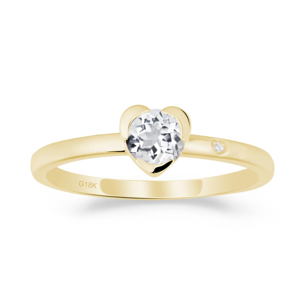 Heart Shaped Bezel Setting White Topaz Ring - LUO Jewelry #metal_18k yellow gold