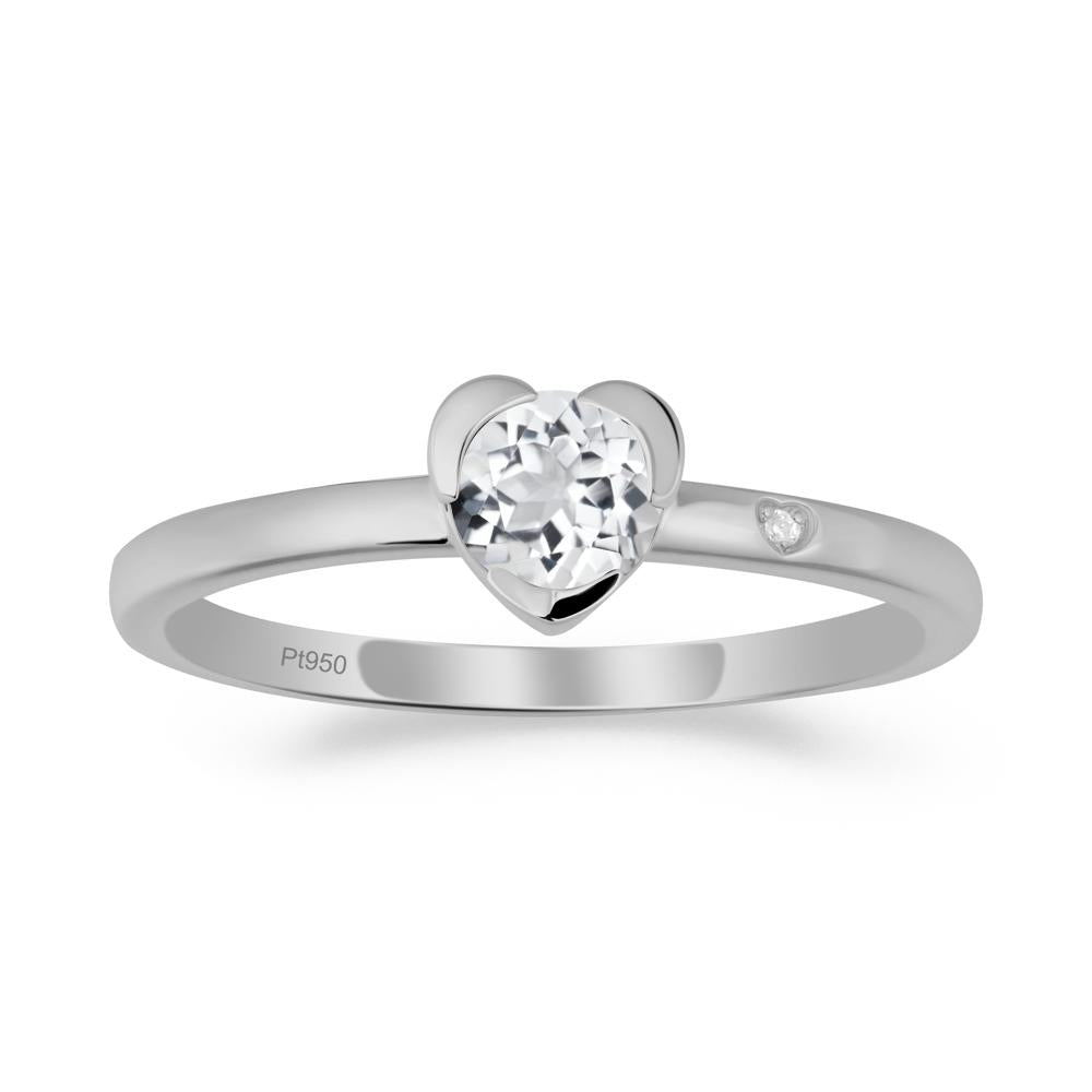 Heart Shaped Bezel Setting White Topaz Ring - LUO Jewelry #metal_platinum