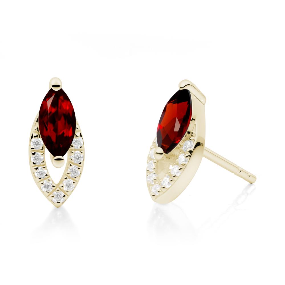 Leaf Inspired Garnet Stud Earrings - LUO Jewelry #metal_14k yellow gold