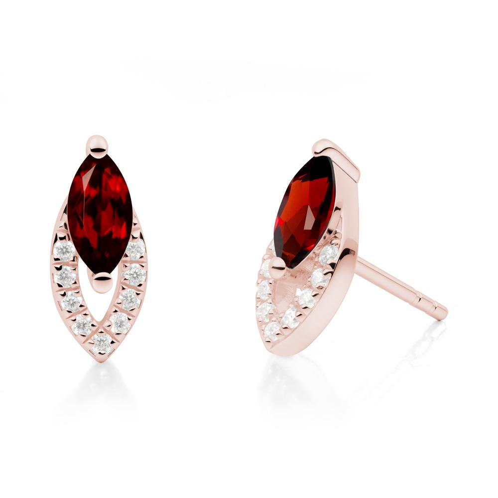 Leaf Inspired Garnet Stud Earrings - LUO Jewelry #metal_18k rose gold