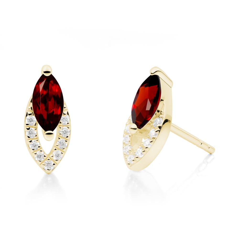 Leaf Inspired Garnet Stud Earrings - LUO Jewelry #metal_18k yellow gold