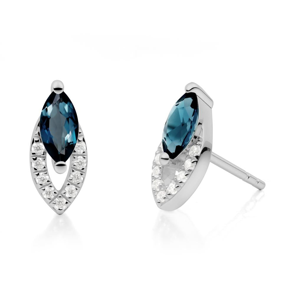 Leaf Inspired London Blue Topaz Stud Earrings - LUO Jewelry #metal_platinum