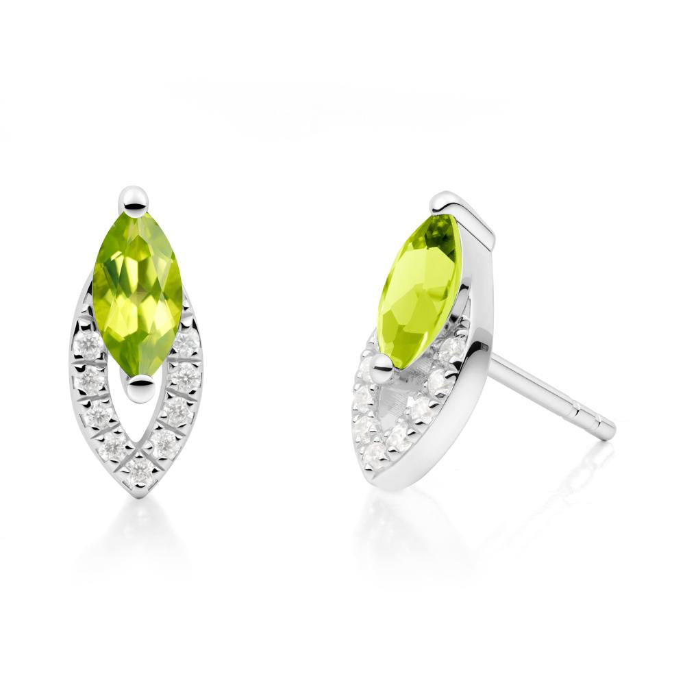 Leaf Inspired Peridot Stud Earrings - LUO Jewelry #metal_14k white gold