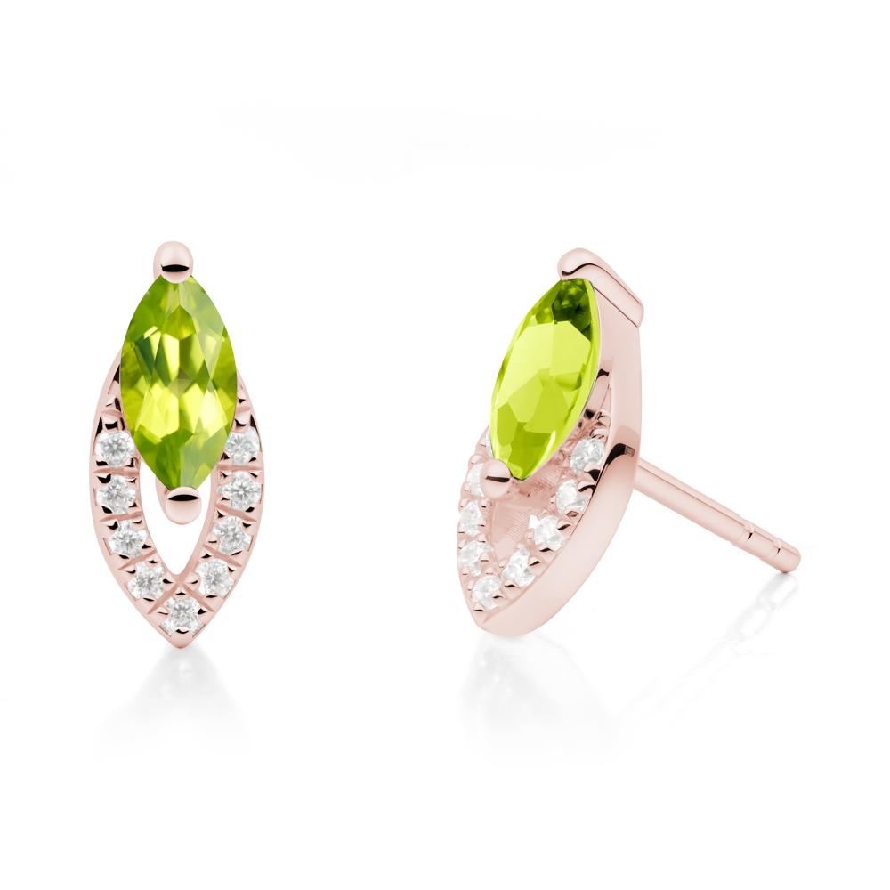 Leaf Inspired Peridot Stud Earrings - LUO Jewelry #metal_18k rose gold