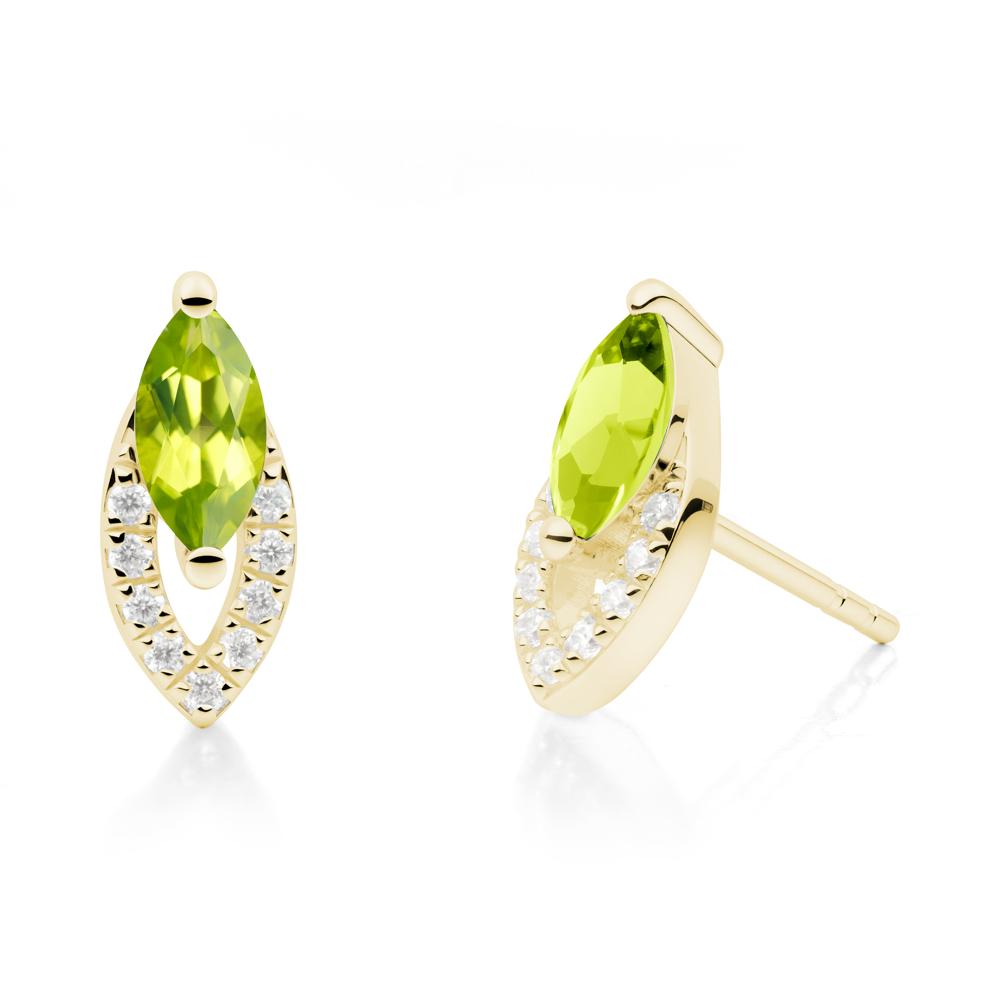 Leaf Inspired Peridot Stud Earrings - LUO Jewelry #metal_18k yellow gold