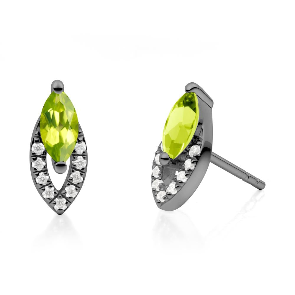 Leaf Inspired Peridot Stud Earrings - LUO Jewelry #metal_black finish sterling silver