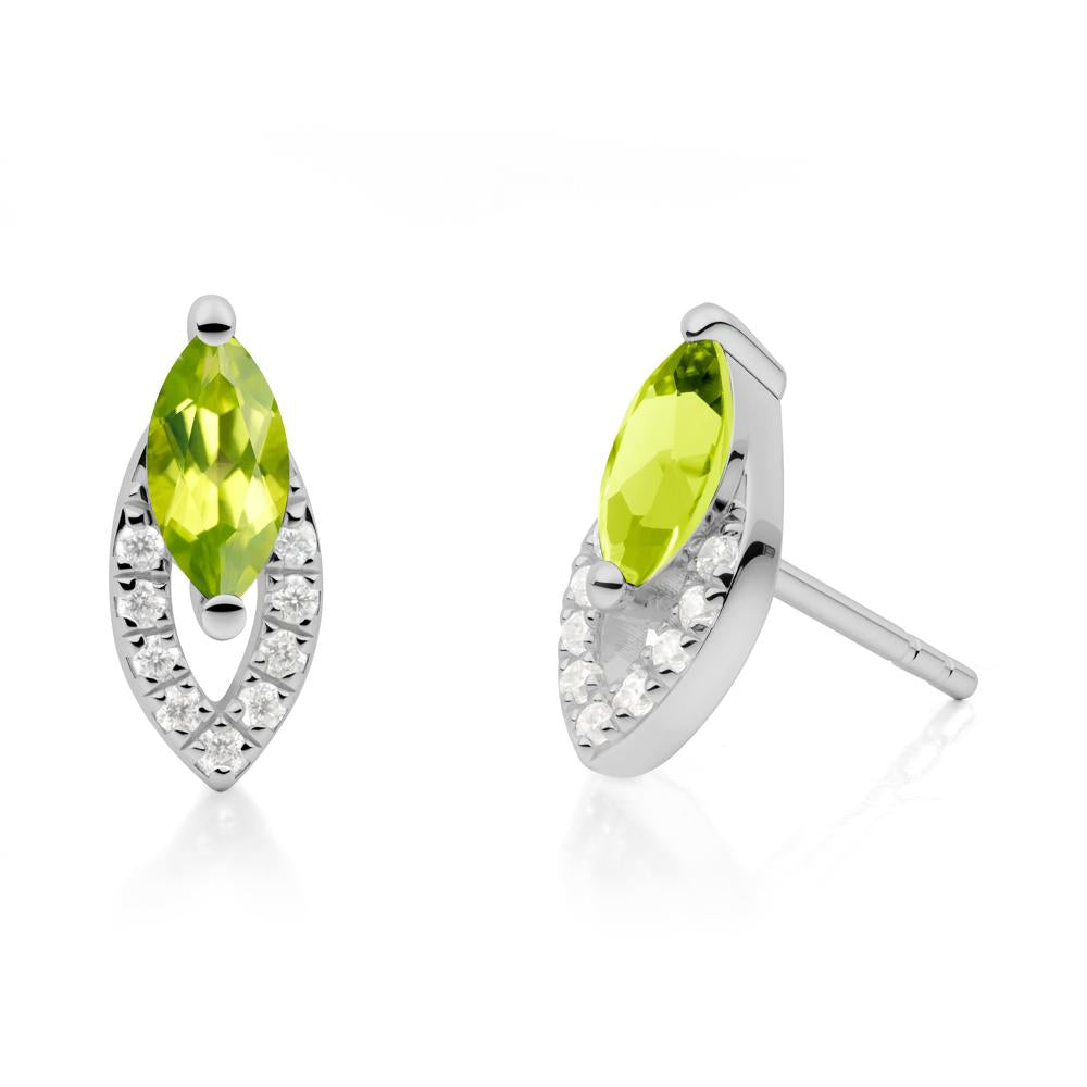 Leaf Inspired Peridot Stud Earrings - LUO Jewelry #metal_platinum