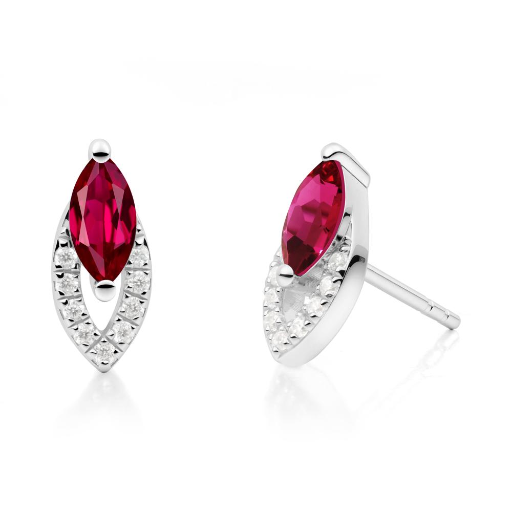 Leaf Inspired Ruby Stud Earrings - LUO Jewelry #metal_18k white gold