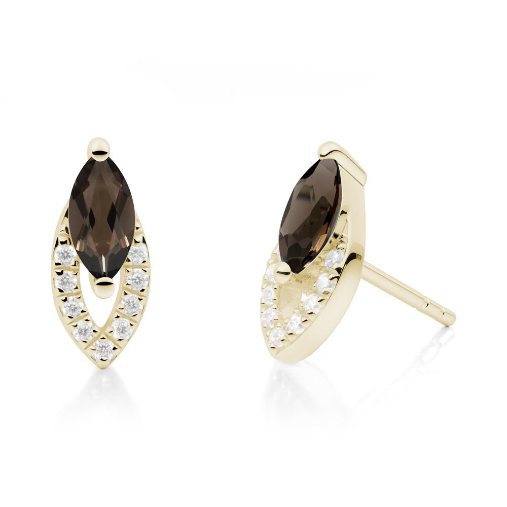 Leaf Inspired Smoky Quartz Stud Earrings - LUO Jewelry #metal_14k yellow gold
