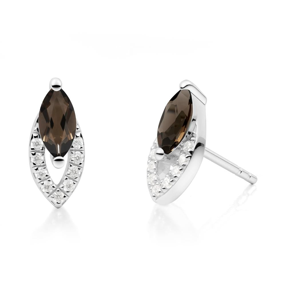 Leaf Inspired Smoky Quartz Stud Earrings - LUO Jewelry #metal_18k white gold