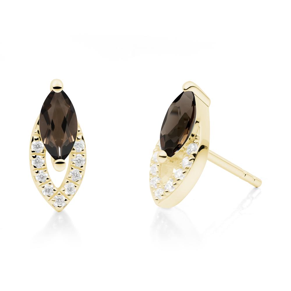 Leaf Inspired Smoky Quartz Stud Earrings - LUO Jewelry #metal_18k yellow gold