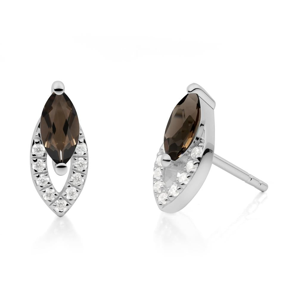 Leaf Inspired Smoky Quartz Stud Earrings - LUO Jewelry #metal_platinum