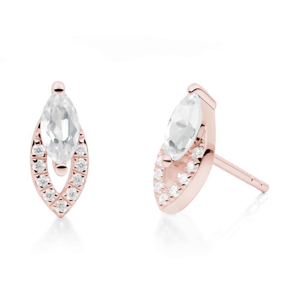 Leaf Inspired White Topaz Stud Earrings - LUO Jewelry #metal_18k rose gold