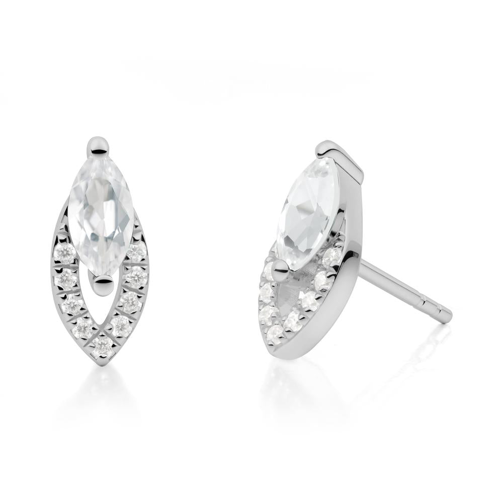 Leaf Inspired White Topaz Stud Earrings - LUO Jewelry #metal_platinum