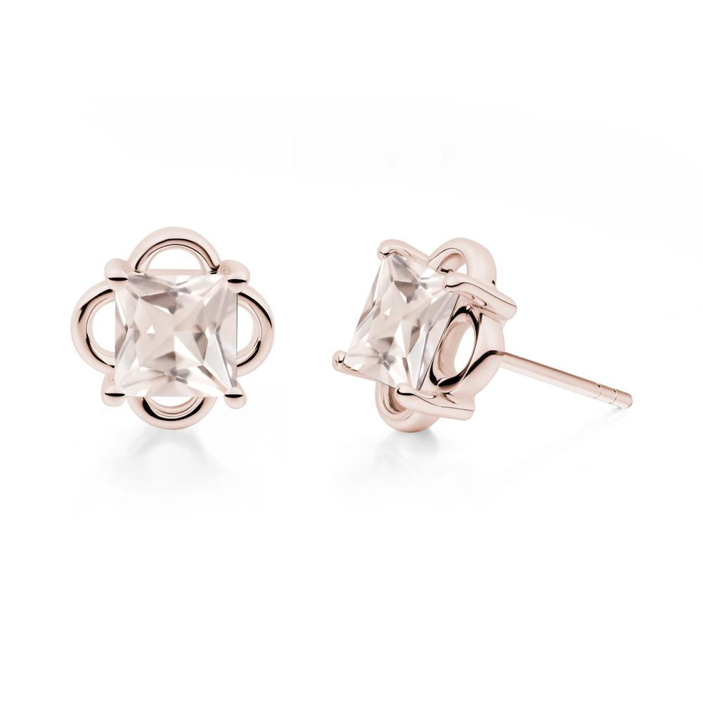 Scalloped Halo Morganite Stud Earrings - LUO Jewelry #metal_14k rose gold