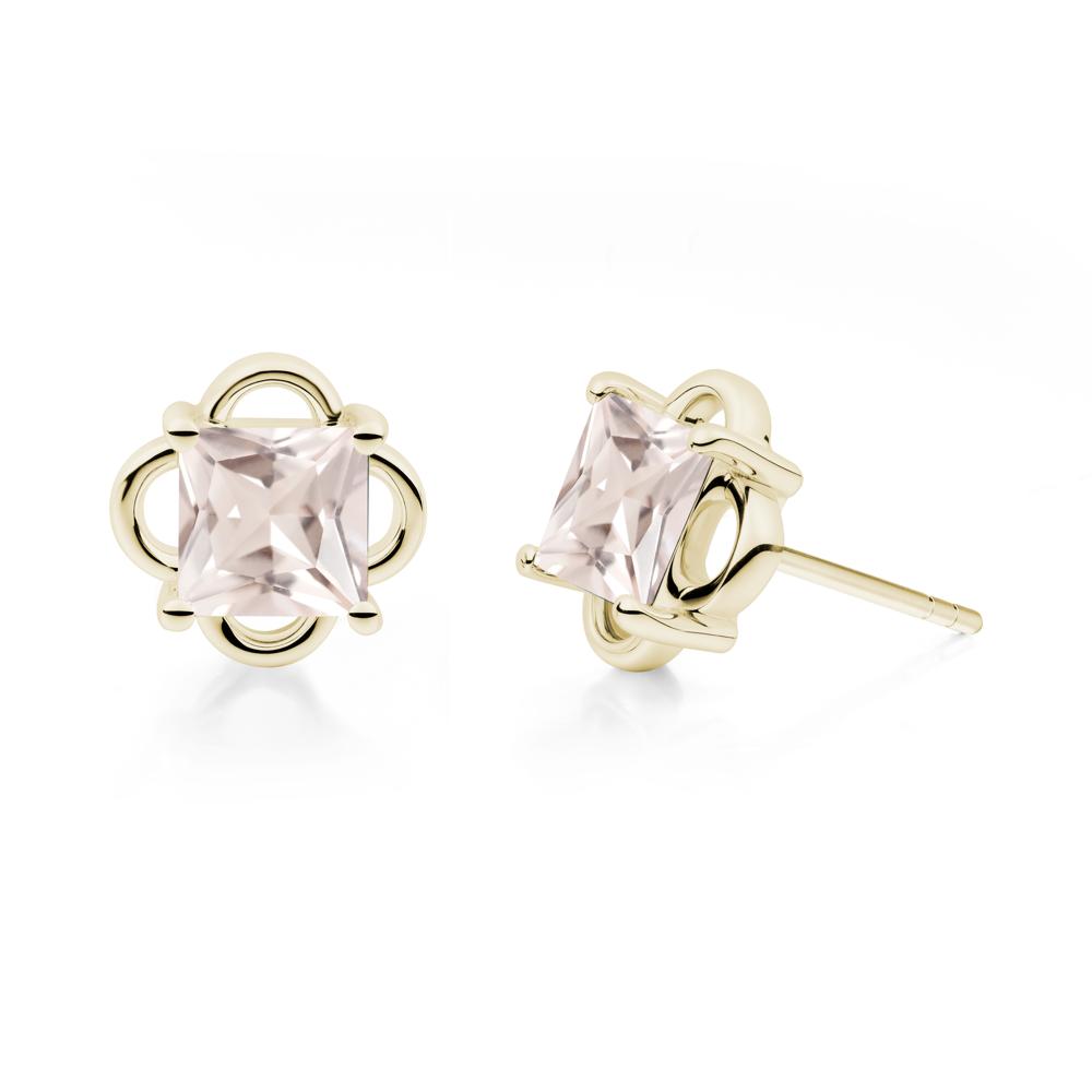 Scalloped Halo Morganite Stud Earrings - LUO Jewelry #metal_14k yellow gold