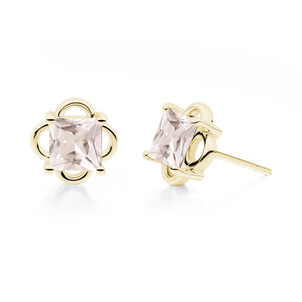 Scalloped Halo Morganite Stud Earrings - LUO Jewelry #metal_18k yellow gold