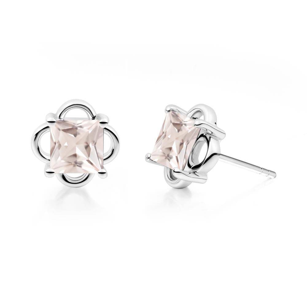 Scalloped Halo Morganite Stud Earrings - LUO Jewelry #metal_sterling silver