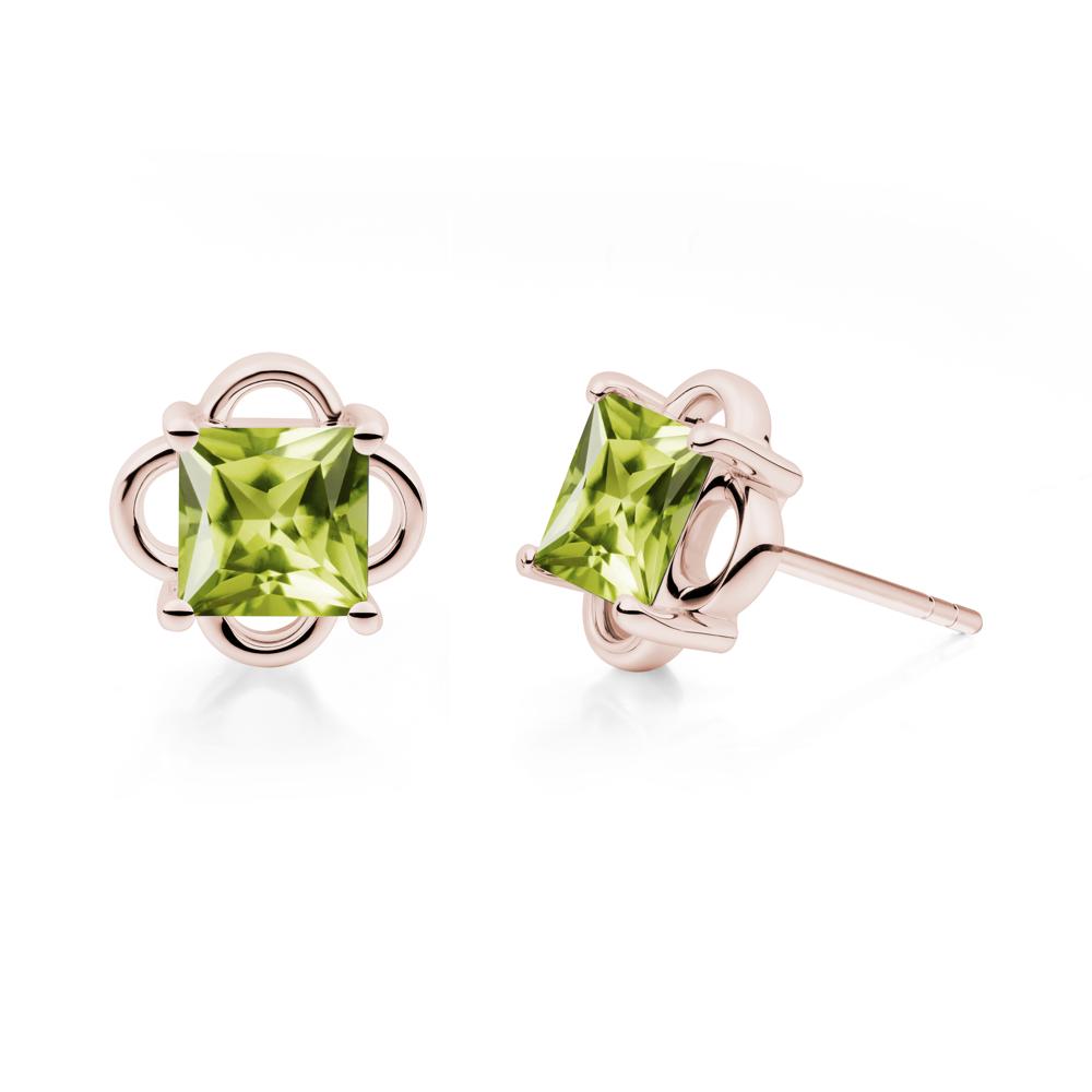 Scalloped Halo Peridot Stud Earrings - LUO Jewelry #metal_14k rose gold