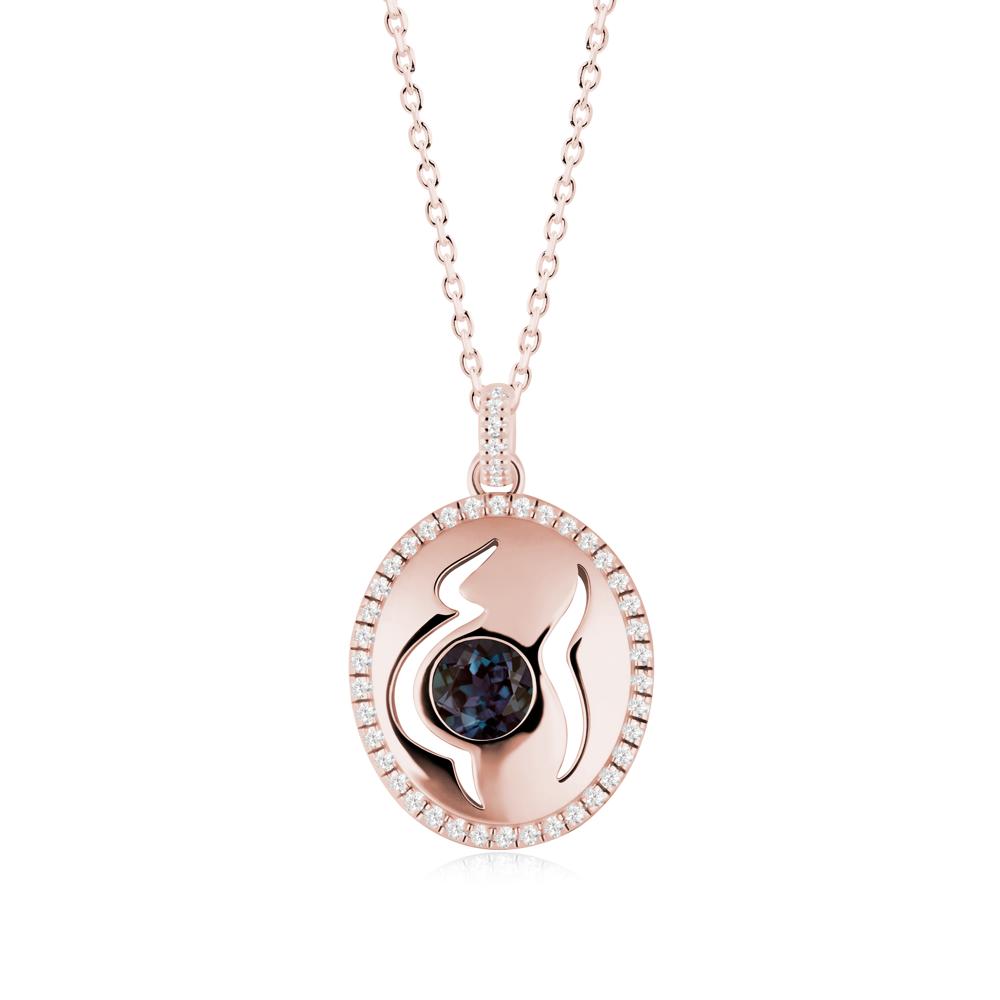 Round Alexandrite Motherhood Necklace - LUO Jewelry #metal_18k rose gold