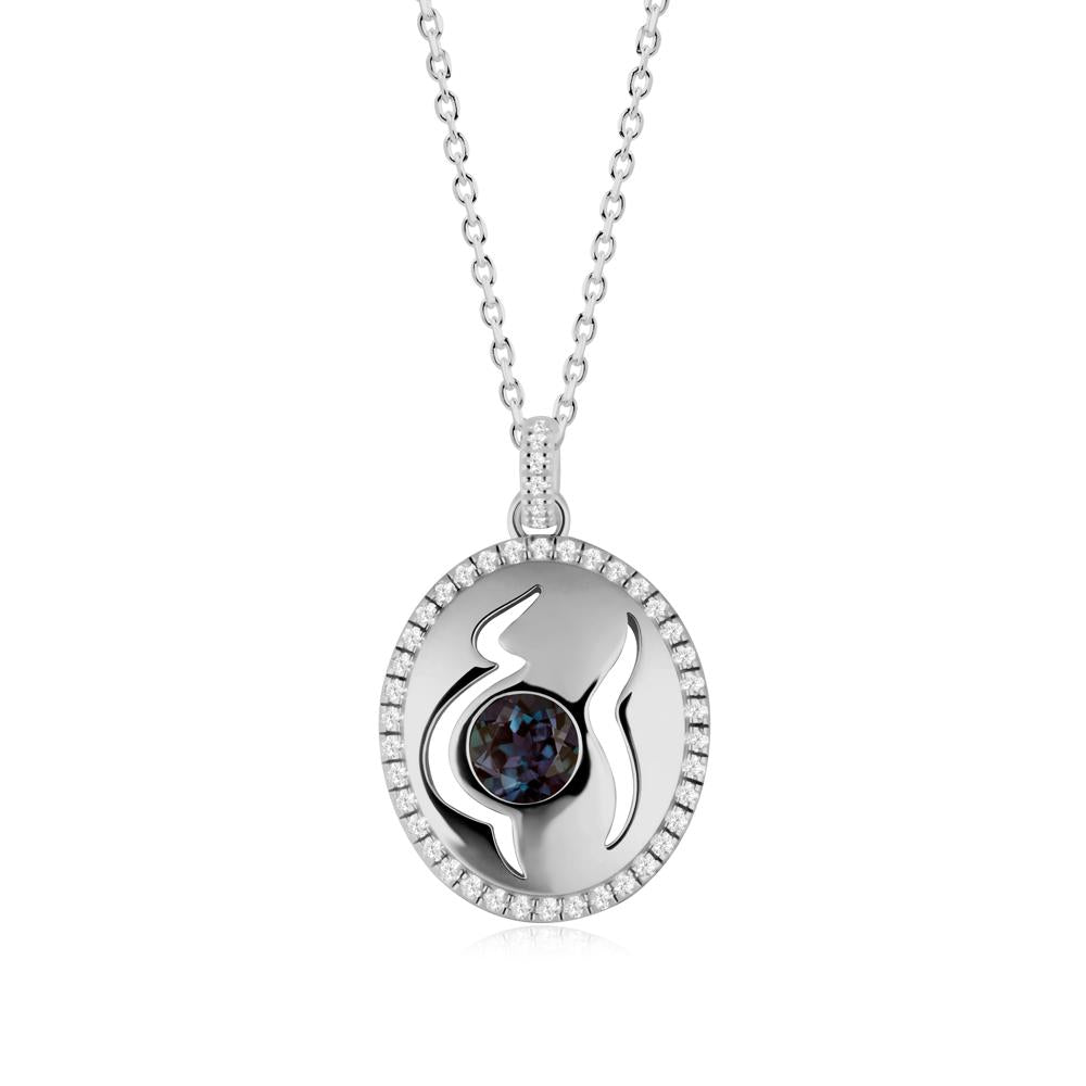 Round Alexandrite Motherhood Necklace - LUO Jewelry #metal_platinum