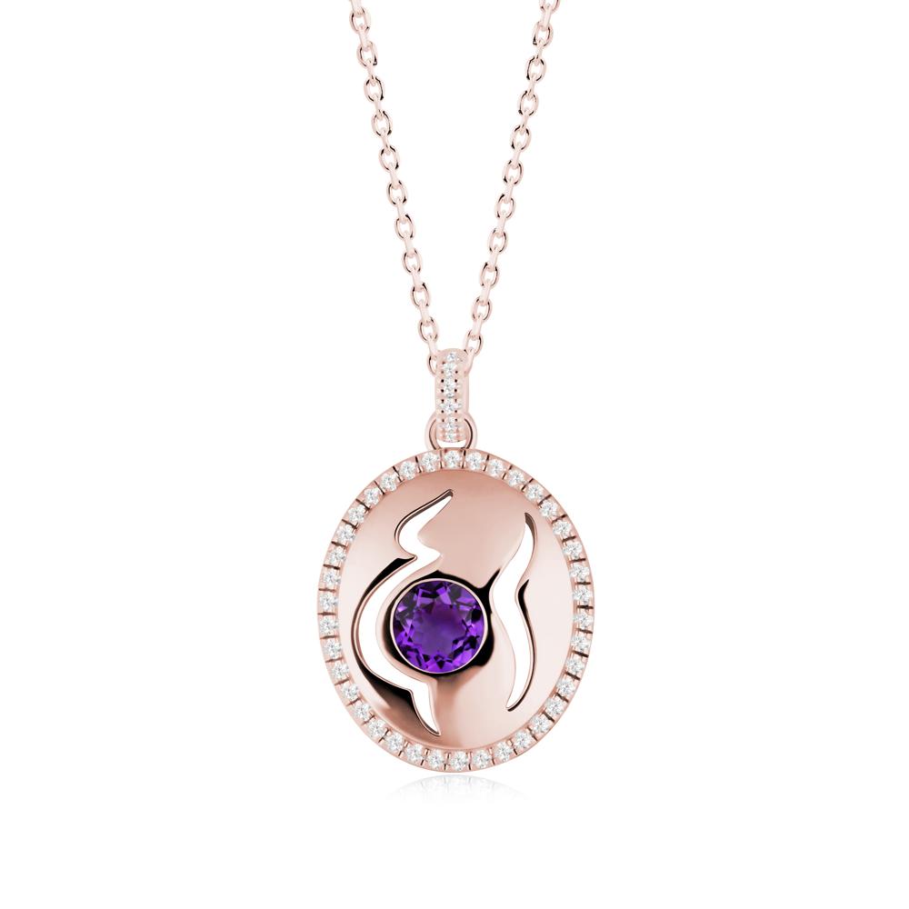 Motherhood Round Amethyst Pendant - LUO Jewelry #metal_18k rose gold