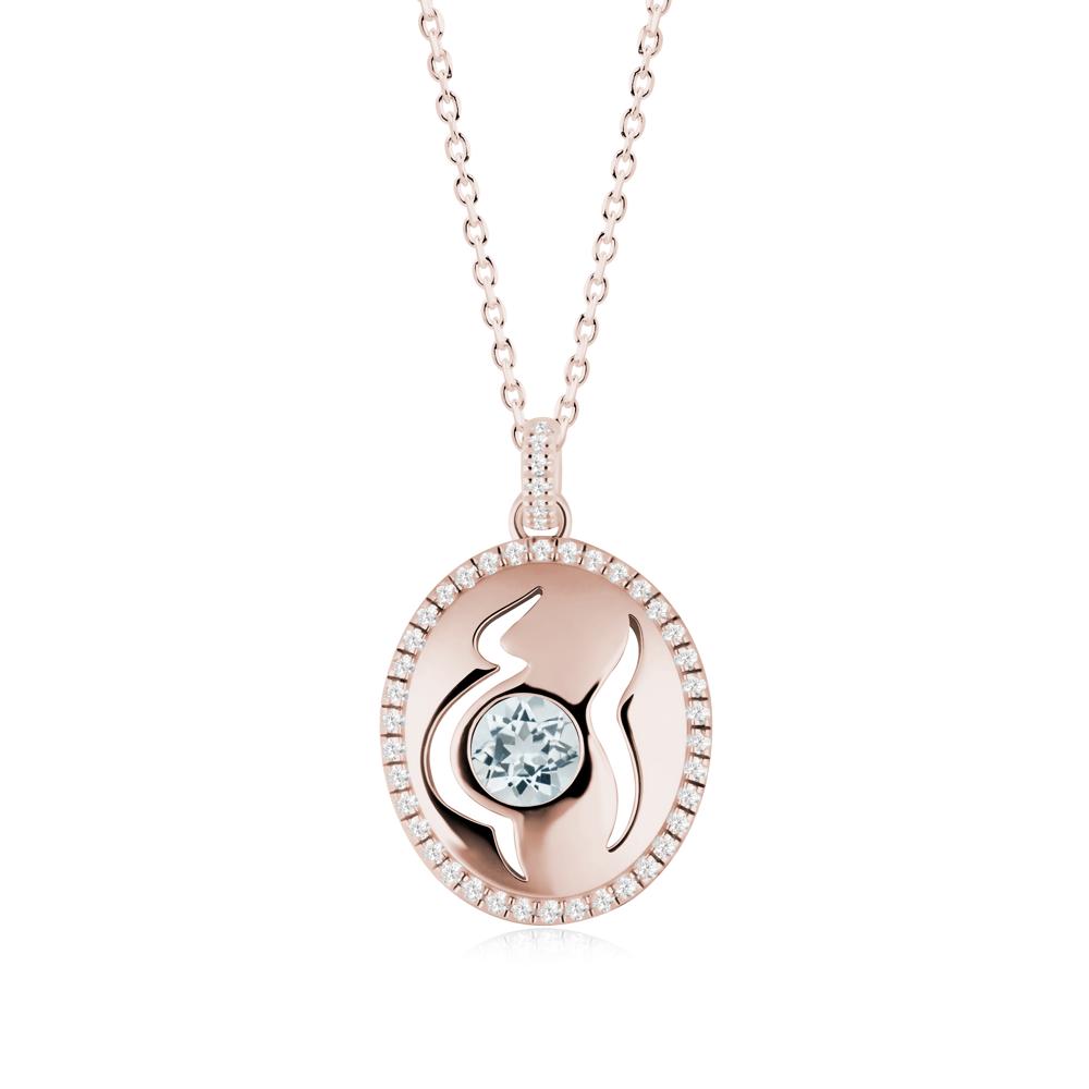 Round Aquamarine Motherhood Necklace - LUO Jewelry #metal_14k rose gold