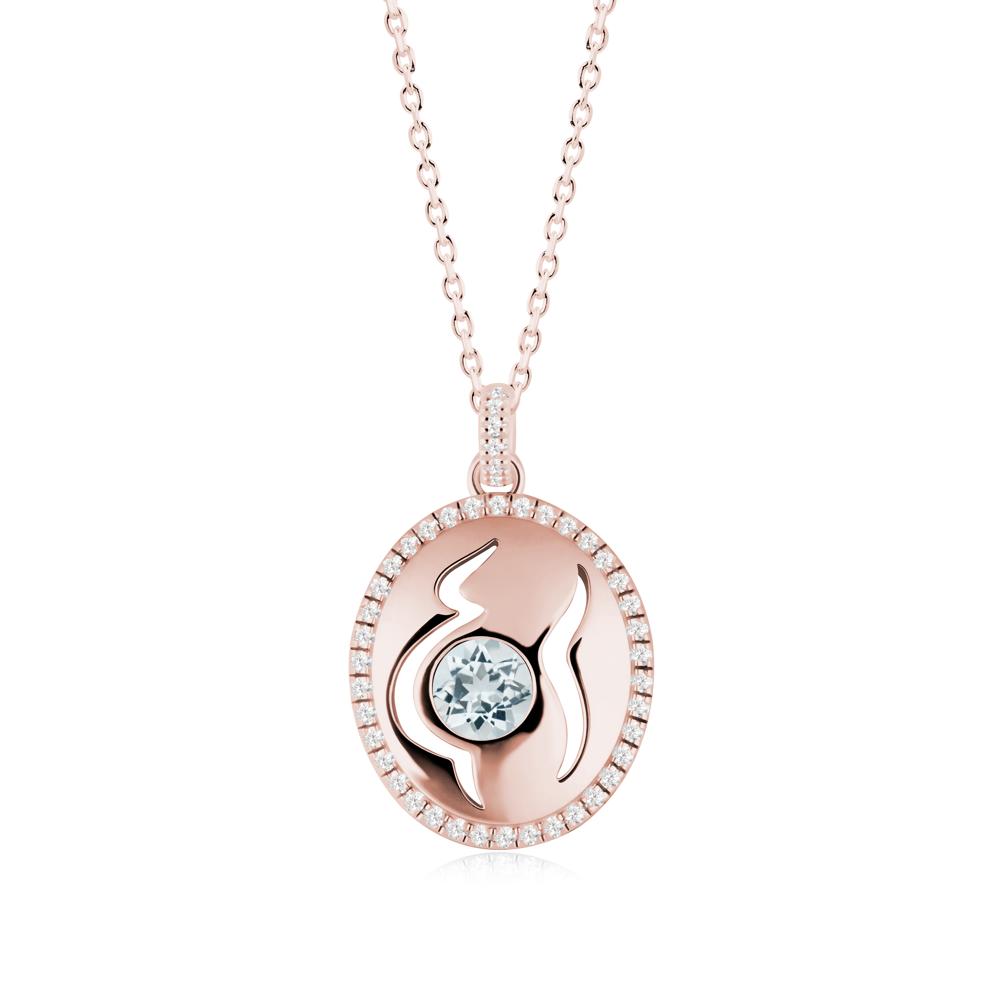 Round Aquamarine Motherhood Necklace - LUO Jewelry #metal_18k rose gold