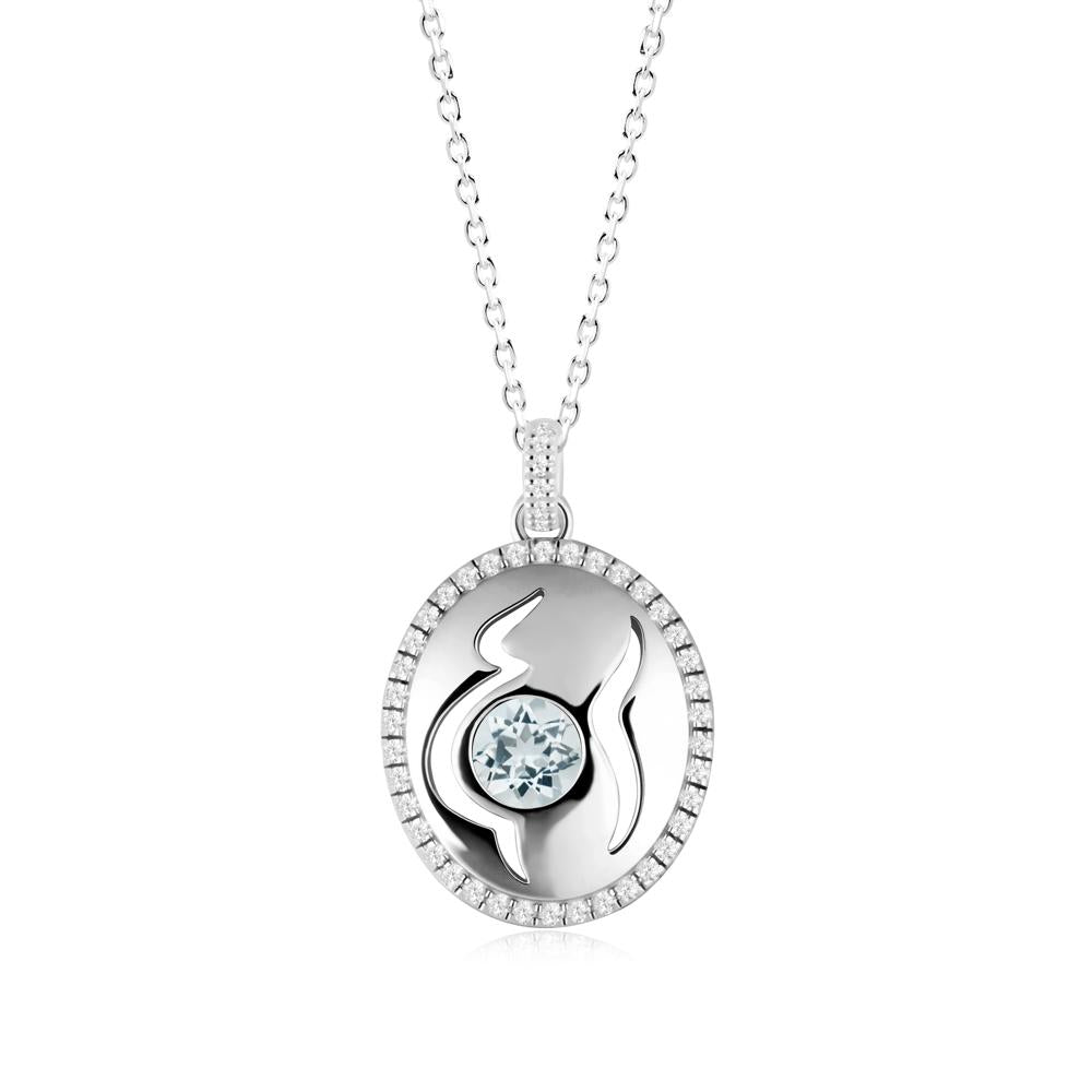 Round Aquamarine Motherhood Necklace - LUO Jewelry #metal_18k white gold