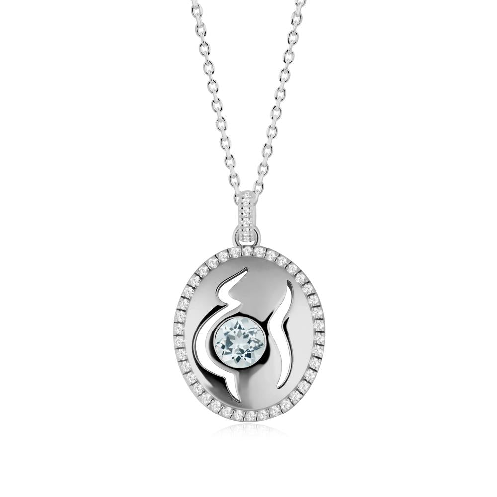 Round Aquamarine Motherhood Necklace - LUO Jewelry #metal_platinum