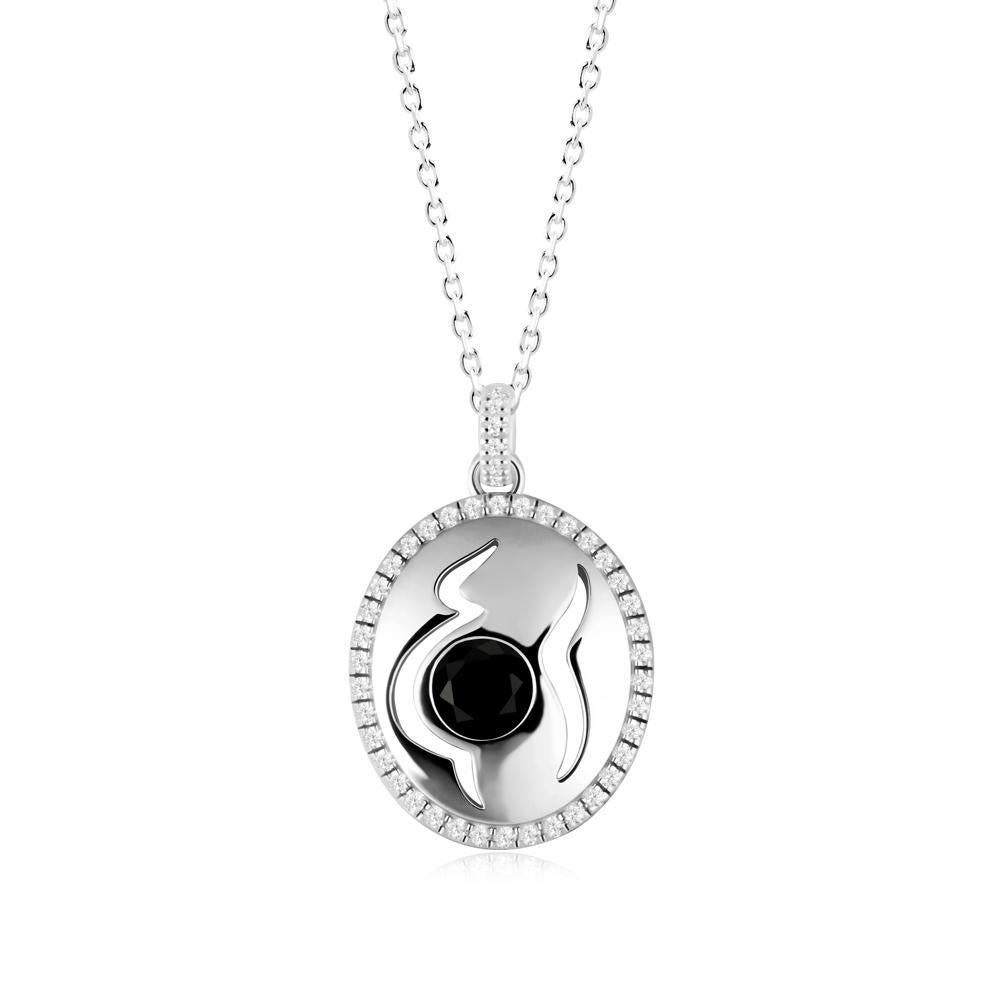 Round Black Spinel Mom Necklace - LUO Jewelry #metal_18k white gold