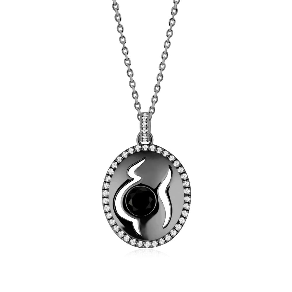 Round Black Spinel Mom Necklace - LUO Jewelry #metal_black finish sterling silver