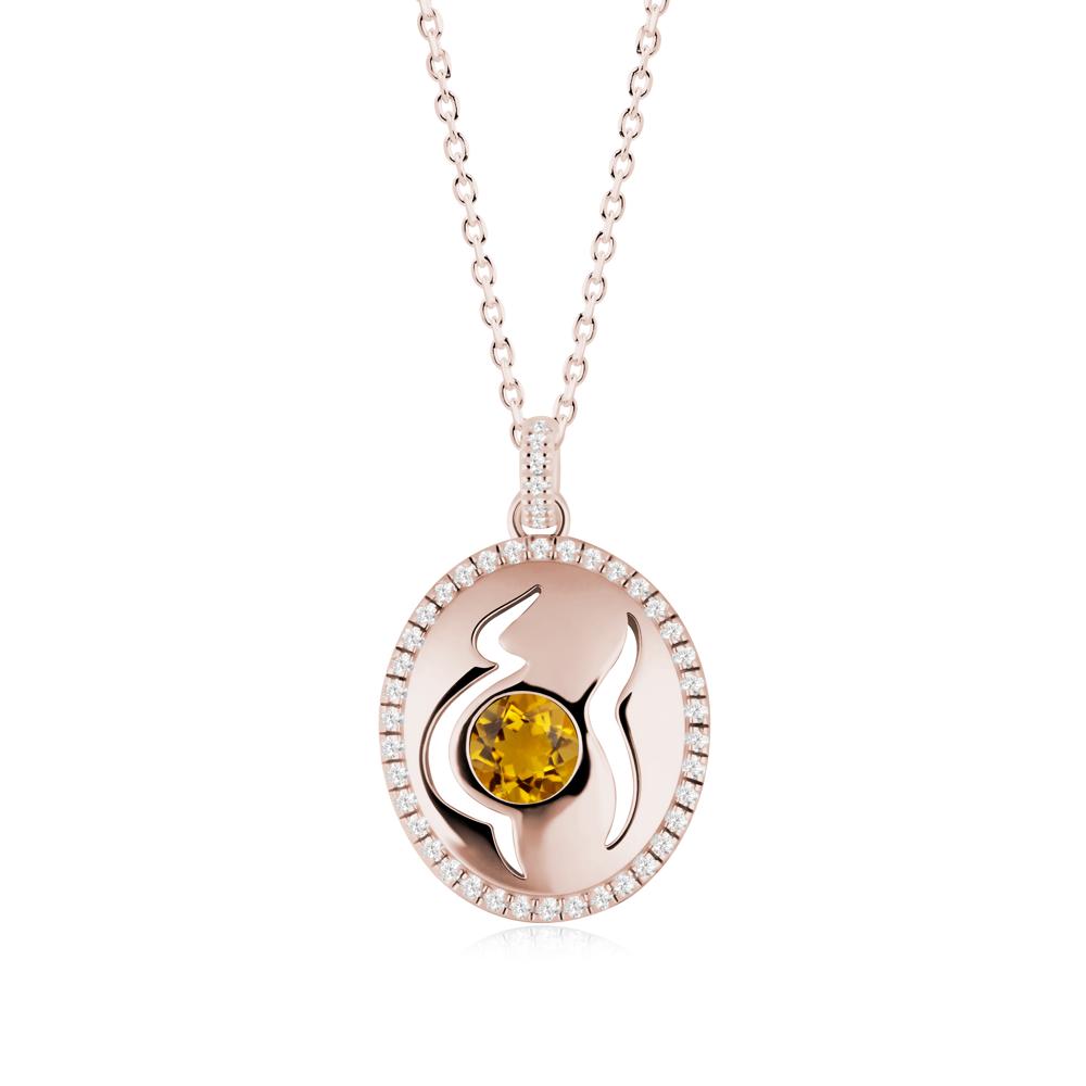 Round Citrine Motherhood Necklace - LUO Jewelry #metal_14k rose gold