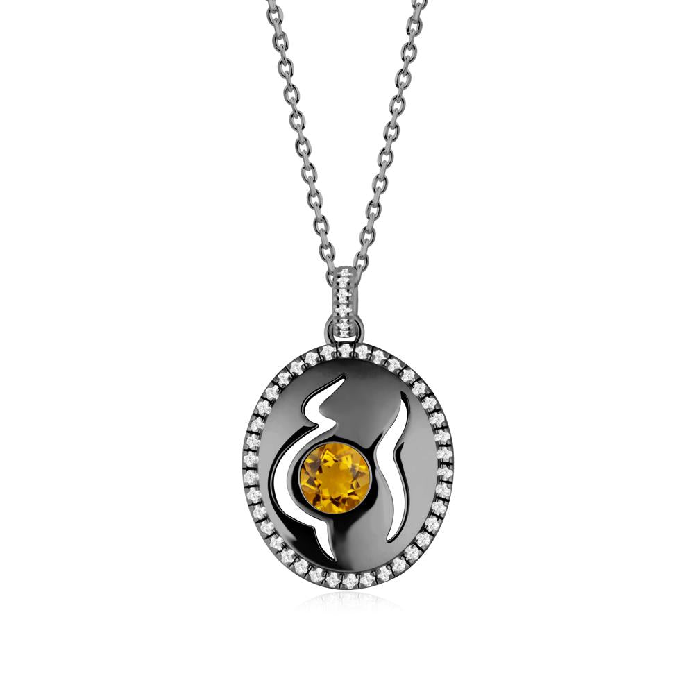 Round Citrine Motherhood Necklace - LUO Jewelry #metal_black finish sterling silver