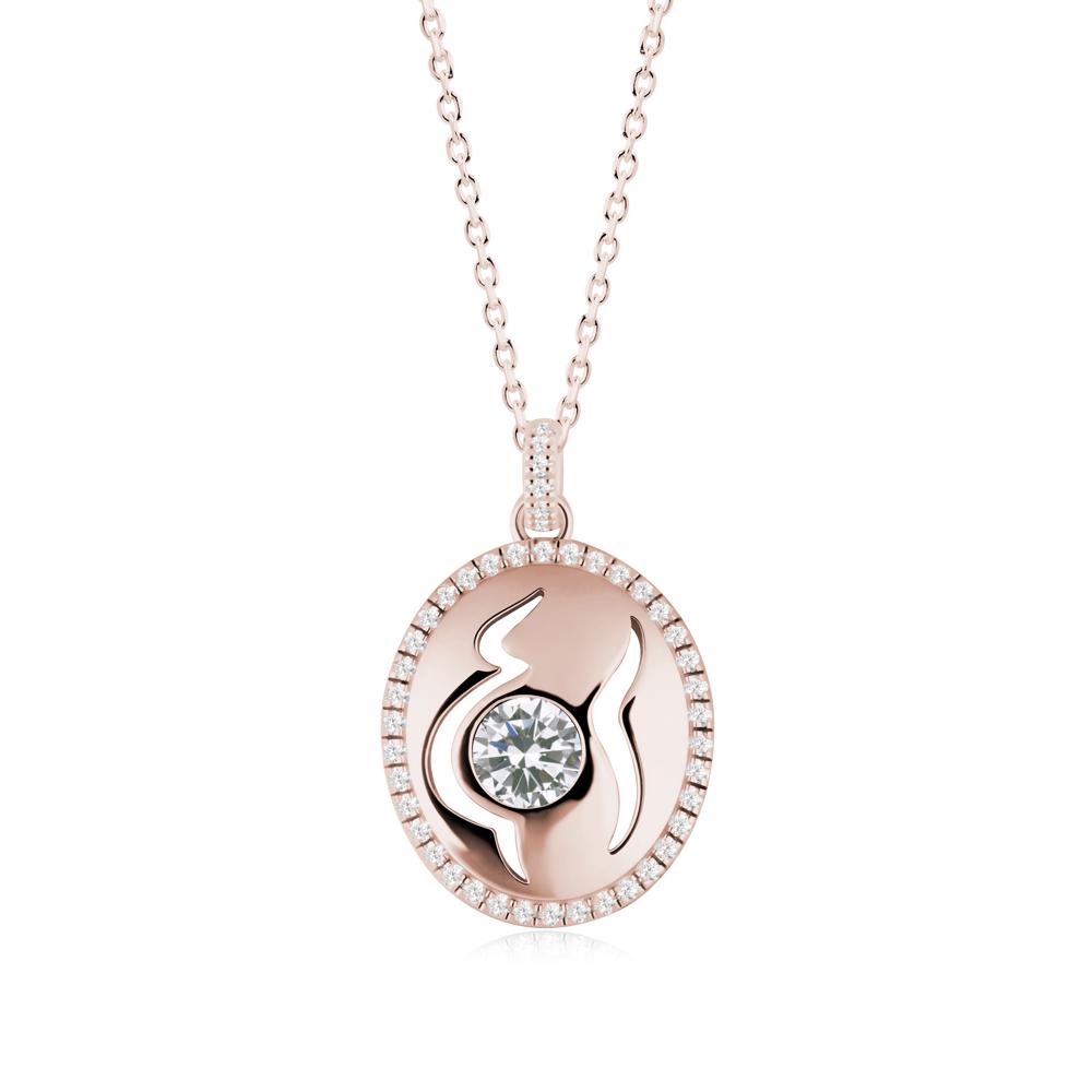 Round Cubic Zirconia Motherhood Necklace - LUO Jewelry #metal_14k rose gold