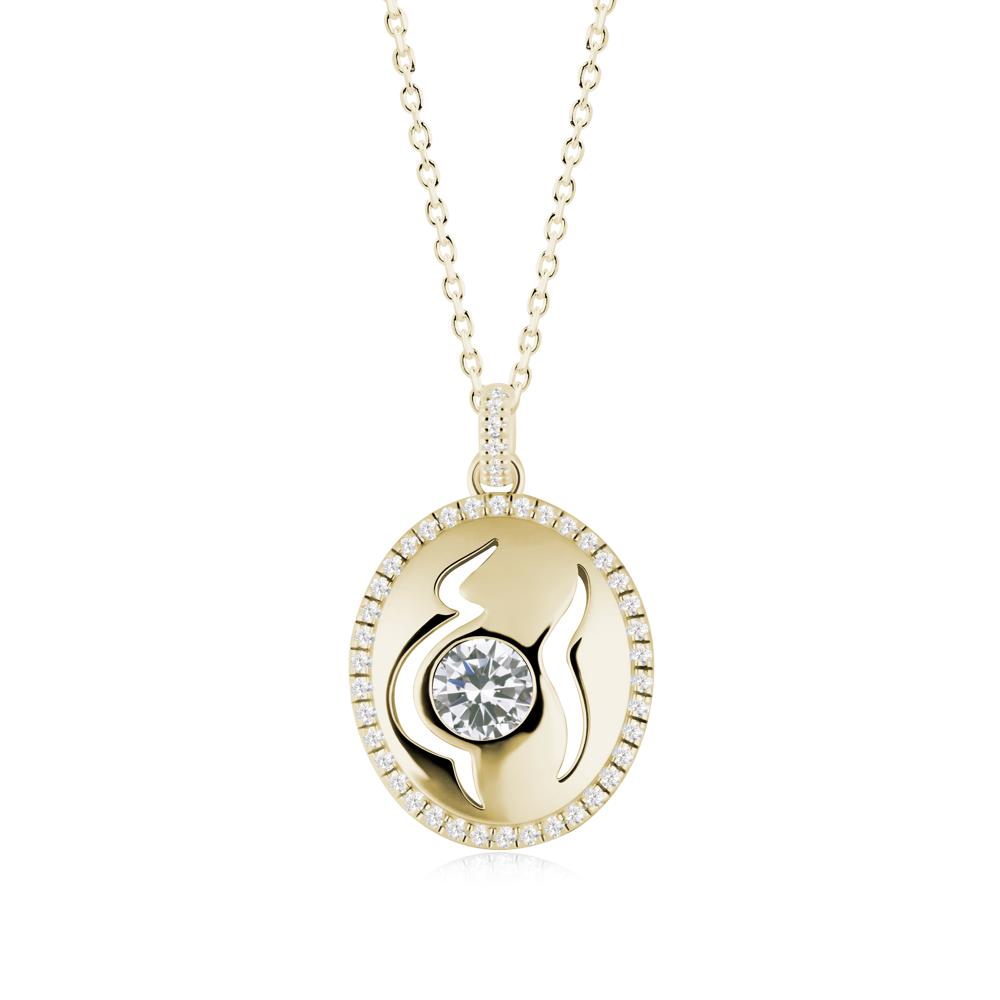 Round Cubic Zirconia Motherhood Necklace - LUO Jewelry #metal_14k yellow gold