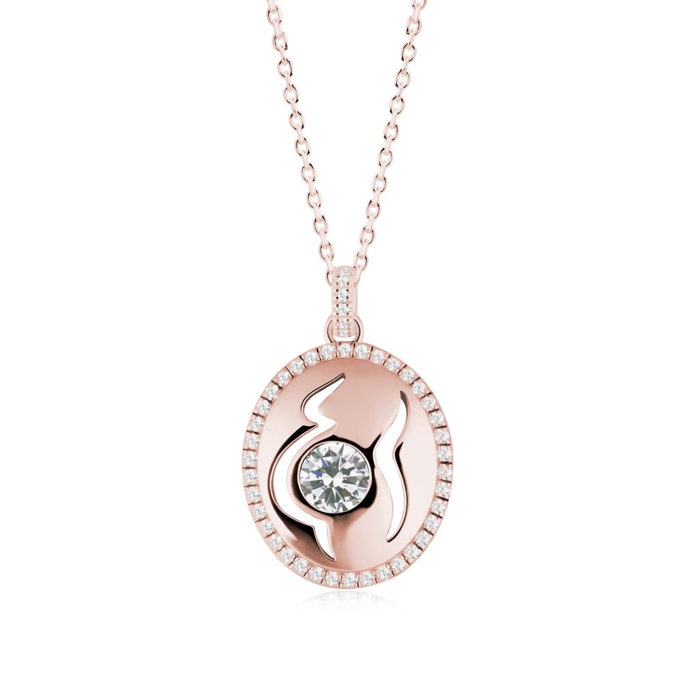 Round Cubic Zirconia Motherhood Necklace - LUO Jewelry #metal_18k rose gold
