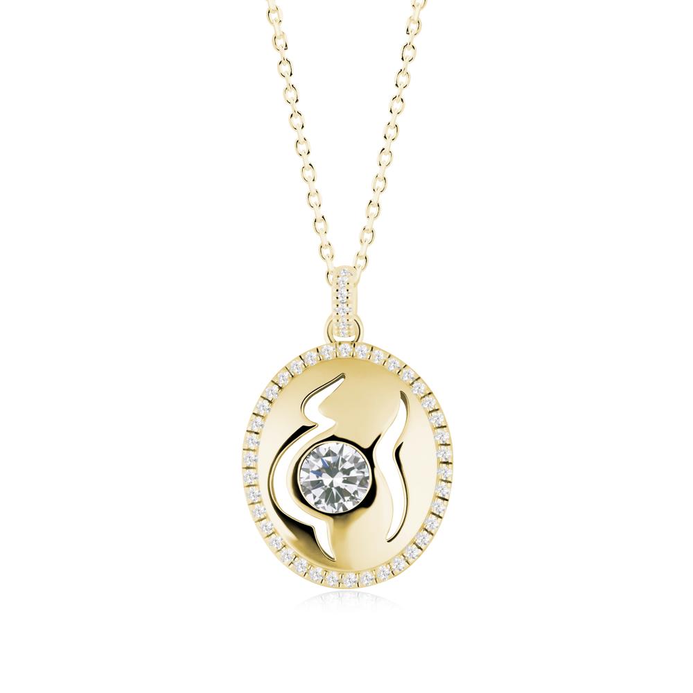 Round Cubic Zirconia Motherhood Necklace - LUO Jewelry #metal_18k yellow gold