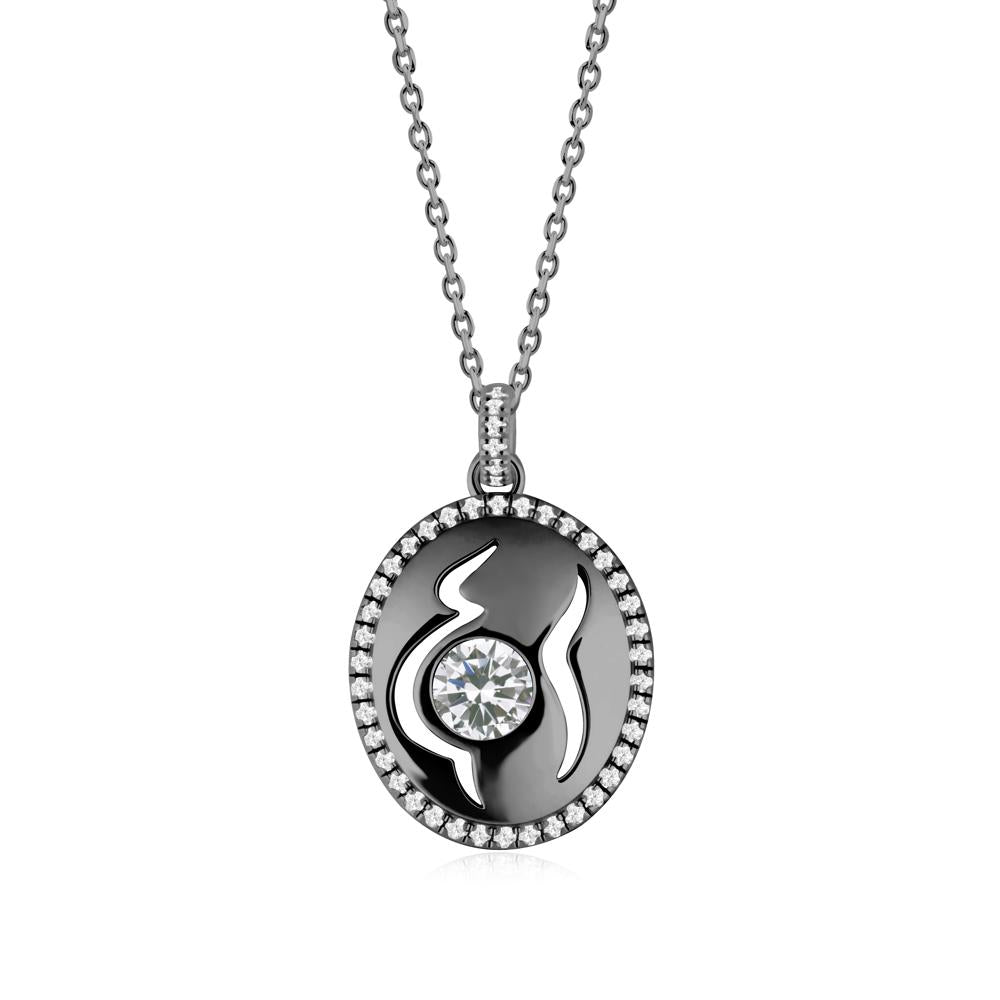 Round Cubic Zirconia Motherhood Necklace - LUO Jewelry #metal_black finish sterling silver