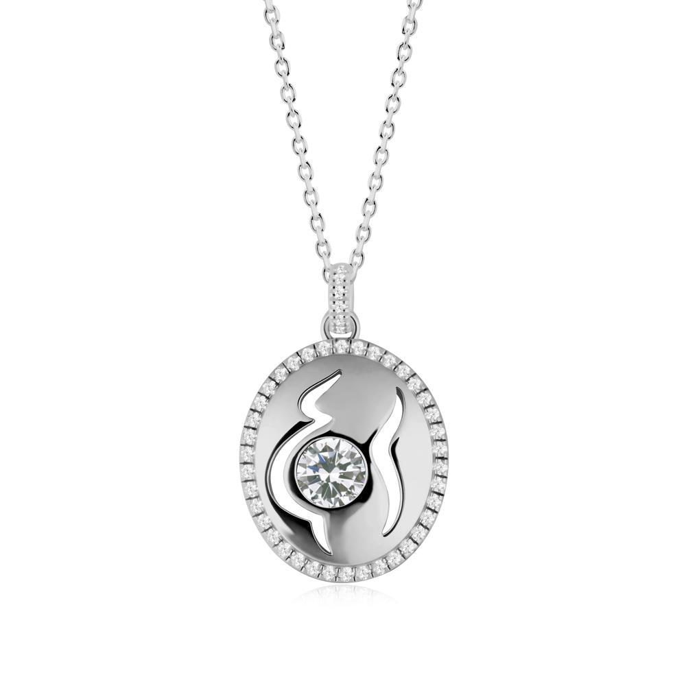 Round Cubic Zirconia Motherhood Necklace - LUO Jewelry #metal_platinum