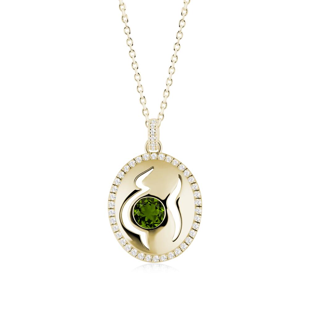 Round Diopside Mom Necklace - LUO Jewelry #metal_14k yellow gold