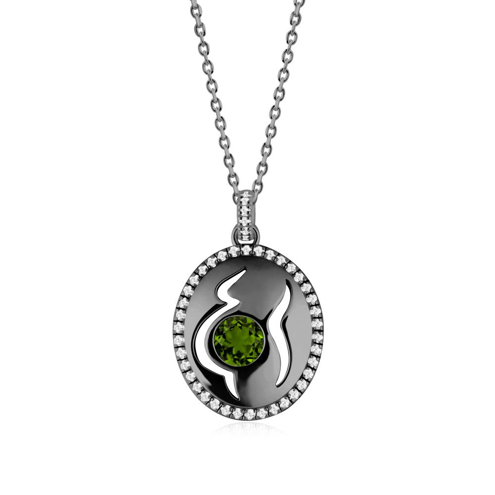 Round Diopside Mom Necklace - LUO Jewelry #metal_black finish sterling silver